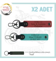 Asfaltın Tozunu Attıranlara x2 Anahtarlık İsim Plaka, 0+ Kan Grubu Yazılı, Nar Çiçeği-K Turkuaz-Ysl (Çok Renkli)