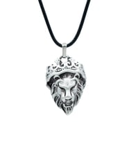 Aslan Kral Deri ip Kolye - Gümüş Kaplama - Kadın Erkek Kolye - No:754