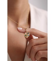 Heritage Mix Taşlı Kalp Kilitli Charm Kolye Ucu