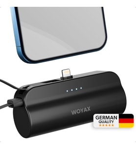 iPhone Lightning Soketli Mini Powerbank 5000mAh Type-C Dahili Kablolu Taşınabilir Şarj Cihazı Siyah