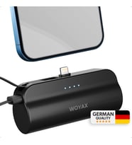 iPhone Lightning Soketli Mini Powerbank 5000mAh Type-C Dahili Kablolu Taşınabilir Şarj Cihazı Siyah