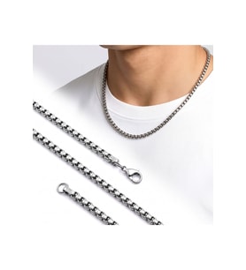 Arnavut Erkek Çelik Kolye 3mm 55cm Gümüş Rengi 4227ECK042