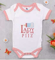 BK Kids Lady Of The Piiz Tasarımlı Pembe Bebek Body Zıbın-1