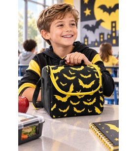 Siyah Sarı Yarasa Termal Isı Yalıtımlı Beslenme Çantası Çocuk Okul Yemek Çantası 22x24x14 cm