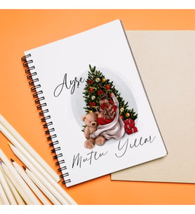 Mutlu Yıllar & Merry Christmas & Yılbaşı & Noel Baba Tasarımlı Defter Kişiye Özel