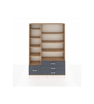 Arges Dolap 9 Raflı 4 Çekmeceli  132x30x195 Çam-Çam/Antrasit