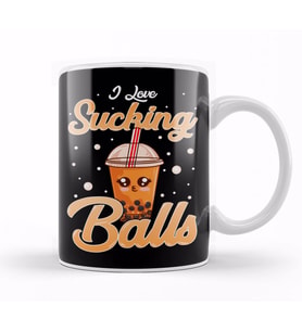 Funny I Love Sucking Balls Boba Tea Pun Gag Gift Kupa Bardak Porselen