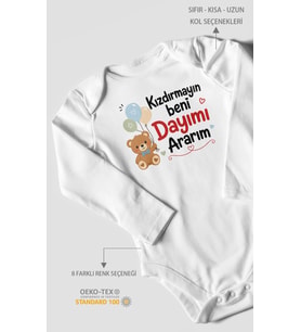 Kızdırmayın beni dayımı ararım Uzun Kollu Çıtçıtlı Bebek Body %100 Pamuk