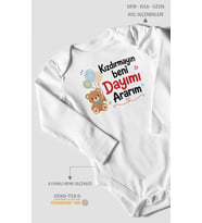 Kızdırmayın beni dayımı ararım Uzun Kollu Çıtçıtlı Bebek Body %100 Pamuk