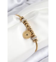 316L Çelik Zirkon Taşlı Göz Charm Model Gold Renk Kadın Bileklik TJ-BB7842