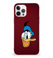 Apple iPhone 12 Pro Max Soft Premier Kapak Donald Duck-A Tasarımlı Silikon Kılıf - Mürdüm (Şeffaf)