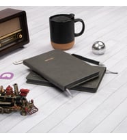 Dival Notebook 13x21 cm Füme Deri Sert Kapak Noktalı Tarihsiz Dikişli Not Okul Defteri (Füme)