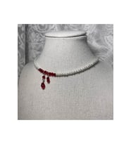 Tek Sıra İncili Choker Kolye Vampir Isırığı Kan Damlası Görünümlü Parti Aksesuarı Cadılar Bayramı