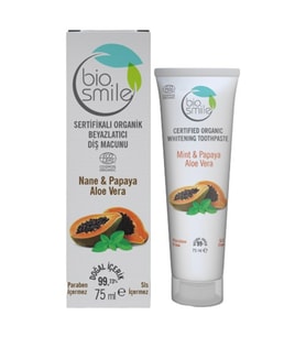 Bio Smile Organik Beyazlatıcı Diş Macunu Nane Papaya Aloe Vera 75 ml