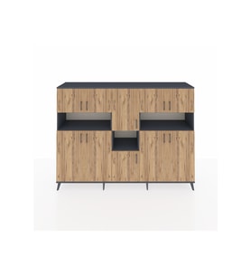 Hyperion Dolap 14 Raflı 10 Kapaklı 220x44x163 Antrasit-Çam/Antrasit