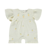 Civil Baby Limon Nakışlı 6-18 Ay Patiksiz Tulum - Ekru