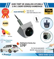 Ayarlanabilir Başlıklı AHD 720P ve Analog Çevrilebilir 170 Derece Geniş Açılı Geri Görüş Kamerası