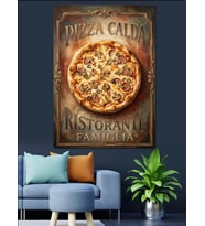 Pizza Calda İtalyan Restoran Tabelası Dekoratif Kanvas - Mdf Ahşap Tablo