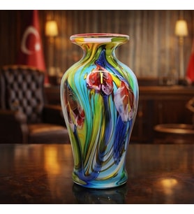 Murano Cam Vazo  İtalyan El İşçiliği Premium Ofis Dekoru