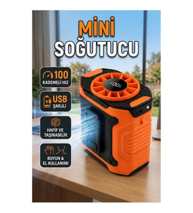 USB Şarjlı Mini El ve Boyun Fanı 100 Kademeli Ayarlanabilir Hızlı Taşınabilir Soğutucu