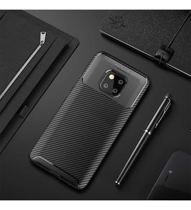 Huawei Mate 20 Pro Kılıf Karbon Silikon Case (Siyah)
