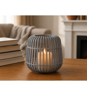 Northcity 3D Baskı Modern Kafes Tasarımlı Dekoratif Mumluk - Tealight Mumluk, Masaüstü Ev ve Ofis Dekoru-Gri