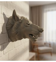 Gri Kurt Duvar Biblosu Güçlü Detaylı Dekoratif Tasarım 25x19 cm