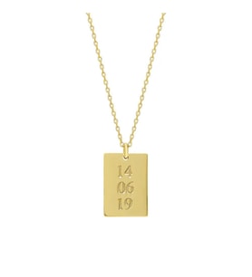 Kişiye Özel 925 Ayar Gümüş Plaka Tarih Kolye (Gold)