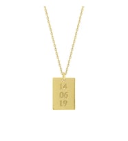 Kişiye Özel 925 Ayar Gümüş Plaka Tarih Kolye (Gold)