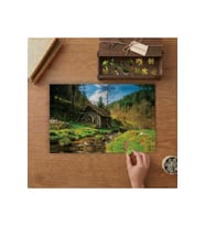 Değirmen - Dağ - Doğa Manzarası Tasarımı 240 parça Ahşap Puzzle Ahşap Kutuda MP04423
