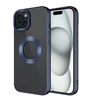 Apple iPhone 15 Plus Kılıf Tek Kamera Çerçeveli Logo Gösteren Zore Omega Kapak