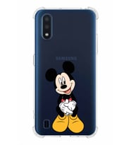 Samsung Galaxy A01  Köşe Korumalı Antişok Kapak Mickey Mouse Tasarımlı Şeffaf  Kılıf