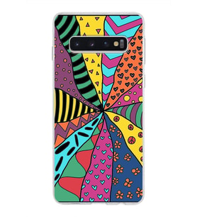 PrintiFy Samsung Galaxy S10 ile Uyumlu 1mm Slim Fit Retro Colors 4 Baskılı Şeffaf  Kılıf