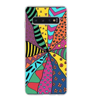 PrintiFy Samsung Galaxy S10 ile Uyumlu 1mm Slim Fit Retro Colors 4 Baskılı Şeffaf  Kılıf