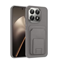 Xiaomi 15T Kılıf Deri Dokulu ve Kartlıklı BiKart TPU Premium Kapak (Gri)