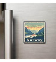 Norveç Norway - Posta Pulu Temalı Ülke - Baskılı Buzdolap Magneti Kare - 9x9 cm