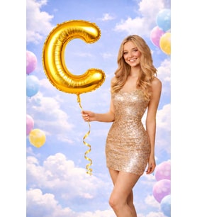 100 cm Altın (Gold) C Harfi Helyumlu Folyo Balon