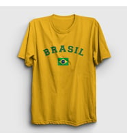 Presmono Unisex Sarı Brasil Brazil Brezilya Bayrağı T-Shirt 479493tt (Sarı)