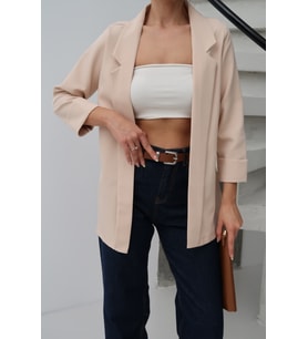 Kadın Atlas Kumaş Astarsız Blazer Ceket, Premium Kalite