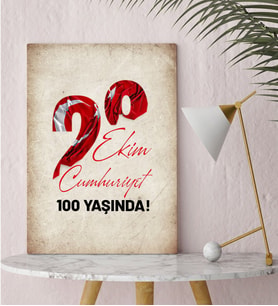 BK Gift 29 Ekim Tasarımlı Kanvas Tablo-8, 30x50cm 29 Ekim Hediyesi,Ev Dekorasyonu, 100.Yıl Hediyesi