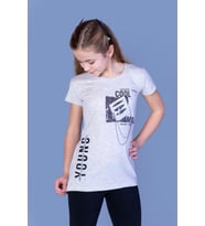 Toontoy Kız Çocuk T-Shirt Göğsü Lazer Kesim (Kahve Melanj)