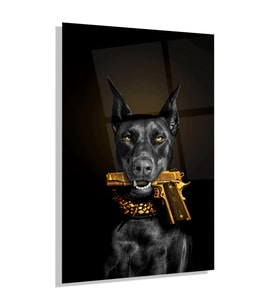 Siyah Köpek Cam Tablo
