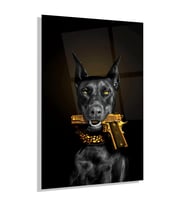 Siyah Köpek Cam Tablo