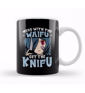 Cute Anime Mess With The Waifu Get The Knifu Girl Kupa Bardak Porselen
