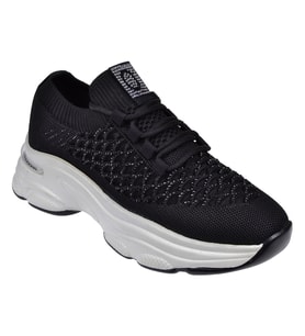 Voyager Taş Detaylı Triko Kadın Spor Ayakkabı Sneaker VOY-064 SİYAH