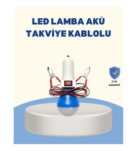 Mey İthalat® Timsah Kıskaçlı 12V LED Ampul Kamp ve Acil Durum Lambası