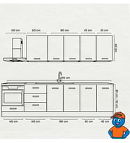 290 cm Mutfak Dolabı  MDF Kapak Tezgah Dahil YRKN290 101 (Kırmızı)