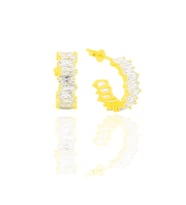 Gümüş altın yaldızlı baget taşlı halka küpe SGTL11597GOLD