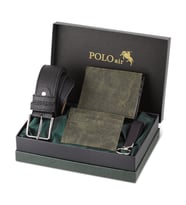Polo Air Kemer Cüzdan Kartlık Anahtarlık Hediyelik Kutusunda HM-09 (Yeşil)