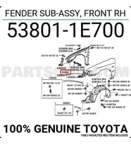 Toyota Corolla Çamurluk Sağ 1992-1997 (Oem No:  538011E700)